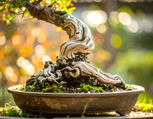 Obraz Close-up of bonsai tree trunk and roots