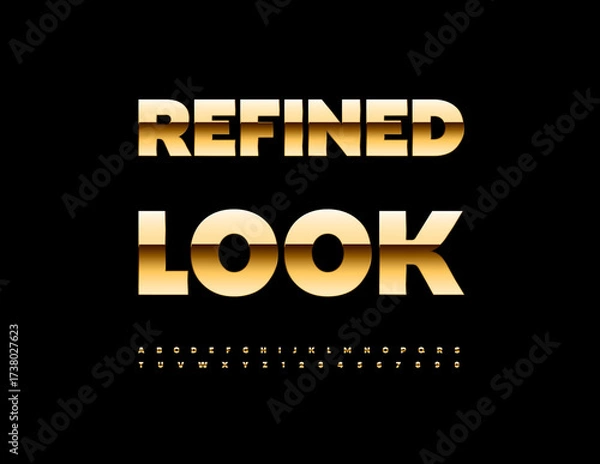 Fototapeta Vector Glamorous sign Refined Look. Classic Gold Font. Trendy Luxury Alphabet Letters and Numbers set.