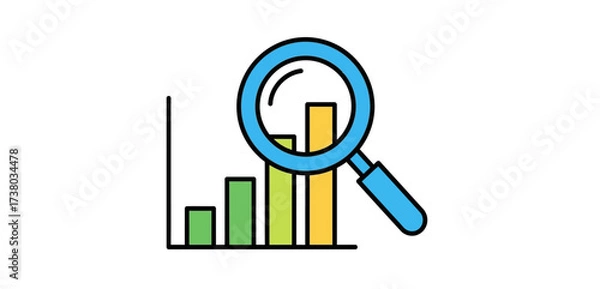 Obraz market analysis with magnifying glass over growth chart illustrating business insights strategic planning and data driven decision making for corporate finance