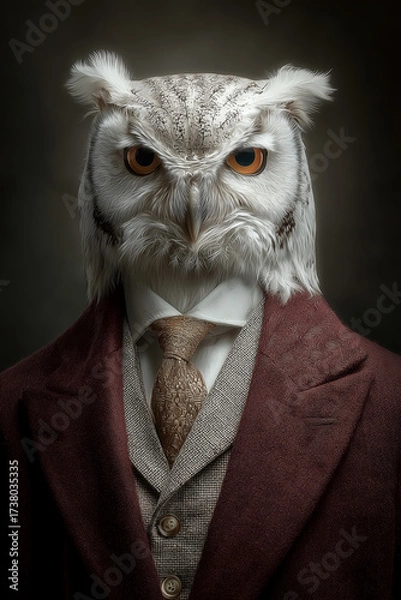 Fototapeta Elegant owl dressed in a tailored suit exudes an air of sophistication