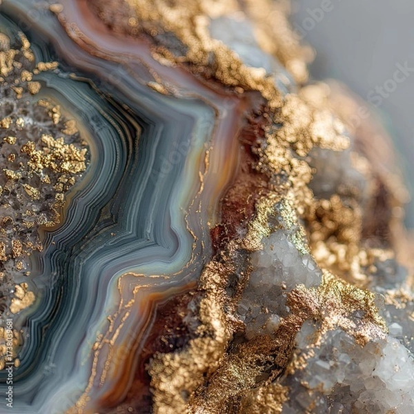 Fototapeta Close-up of agate with gold flecks