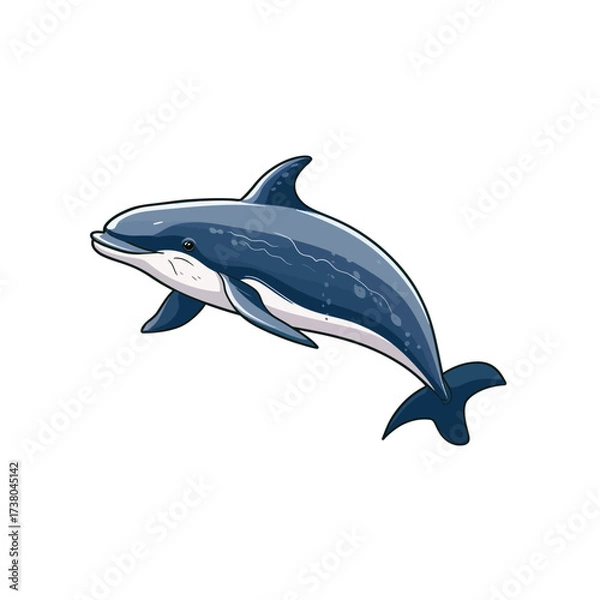 Fototapeta Simple flat color vector illustration of a whale perfect for ocean themes and marine life designs