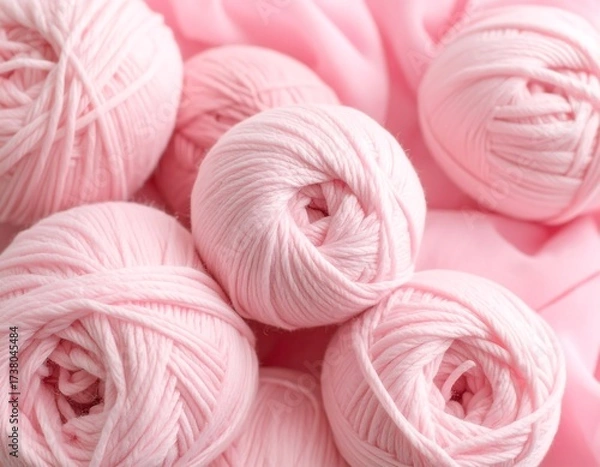 Obraz Close-up of multiple balls of pink yarn