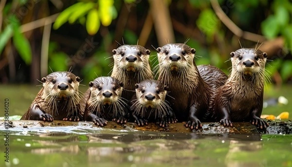 Obraz Close-up of otters in a waterway