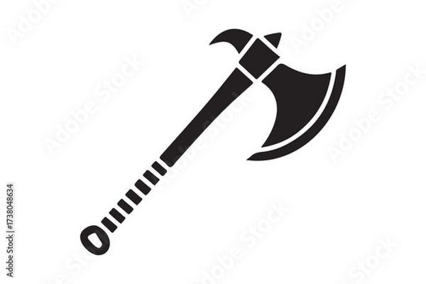 Fototapeta Stylized silhouette of a battle axe with decorative handle
