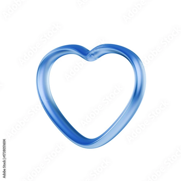Obraz Blue heart shaped on a isolated white background. 3d rendering