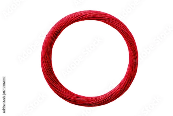 Fototapeta A red string is wrapped around a white background. The string is a circle, png