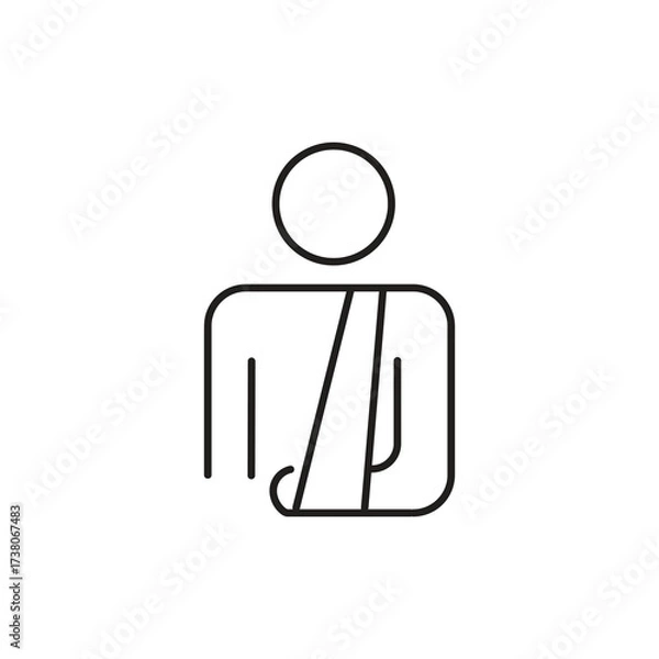Obraz Injured Man Icon Set ? Bandaged Man with Broken Arm, Medical and Accident Symbol on White Background..eps