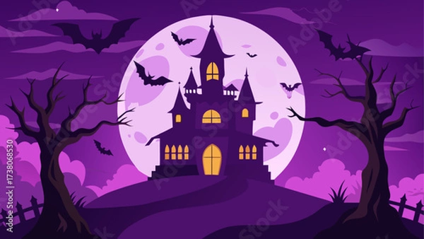 Obraz A spooky castle under the moonlight night