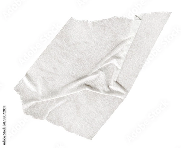 Fototapeta Crumpled White Torn Paper Tape. Wrinkled Vintage Texture with Folded Edges and Rough Surface. Isolated ripped paper element for collage, scrapbooking and creative overlay design