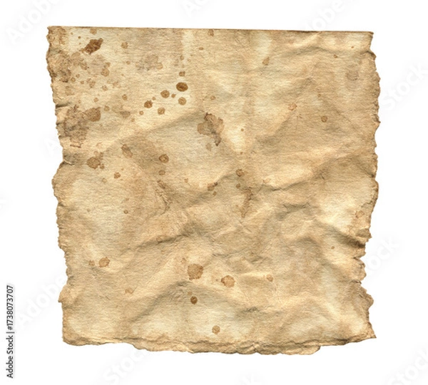 Fototapeta Retro Torn Sticky Note Paper. Vintage brown scrap with rough texture isolated on transparent background for scrapbooking, diy projects, journal and handmade collage design