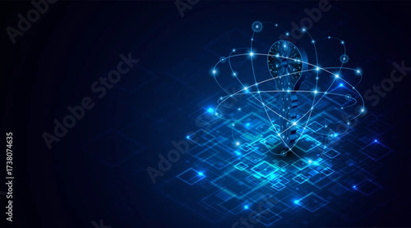 Fototapeta technology circuit board key icon. Cyber ​​data security and privacy concept. modern technology innovation concept background	