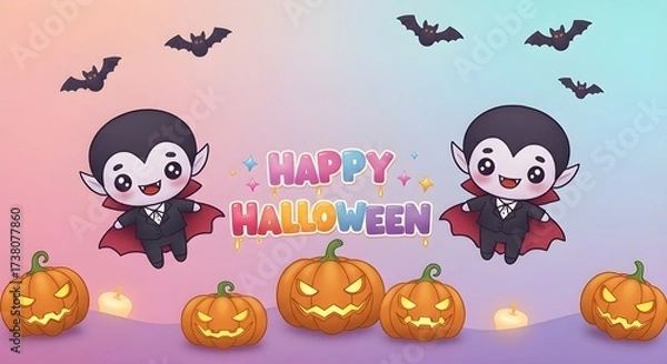 Obraz Cute Vampire Happy Halloween Background