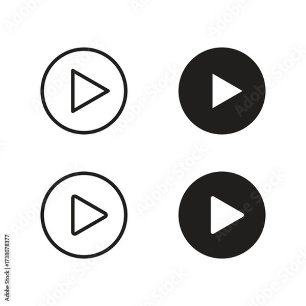 Obraz Play Icon set illustration, Play button sign and symbol trendy style illustration for web and app..eps