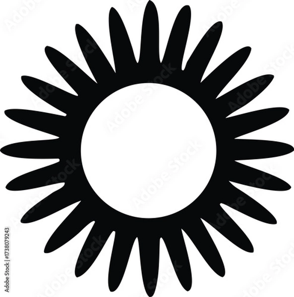 Fototapeta Abstract black sunburst graphic icon simple stylized starburst ray emblem central circle design