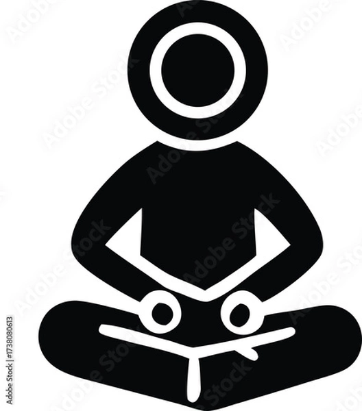 Fototapeta Silhouette of a person meditating in a lotus pose with hands resting on knees representing inner peace and mindfulness