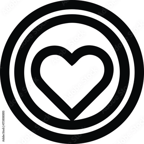 Fototapeta Modern heart symbol inside concentric circles clean design abstract graphic art love romance icon minimalist