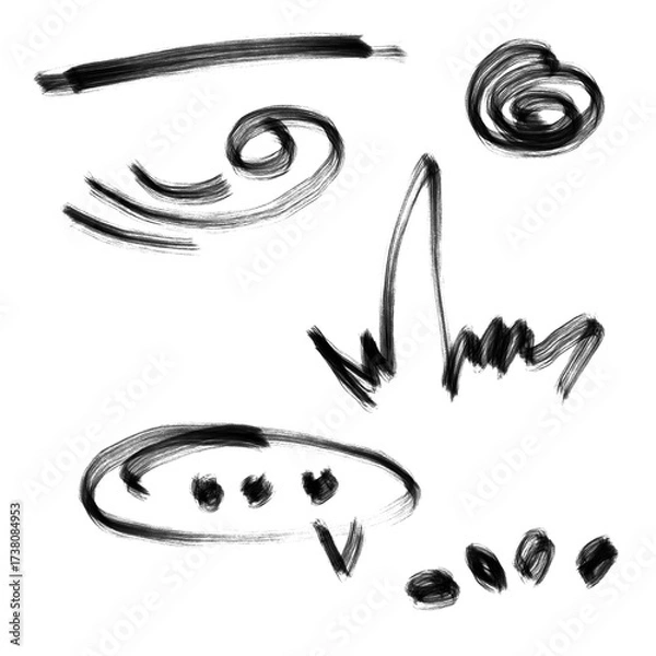 Obraz Modern abstract ink doodle shape set collection element 
