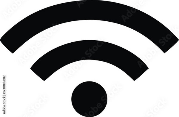 Fototapeta Iconic black wi-fi signal symbol for wireless network connectivity technology concepts