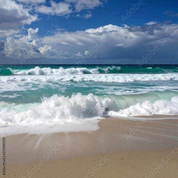 Fototapeta Ocean waves crashing on shore