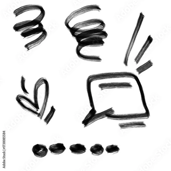 Obraz set of hand drawn ink doodle element collection