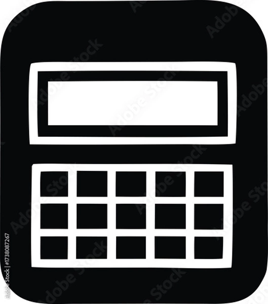 Fototapeta Simple calculator icon black and white minimalist design for digital use and apps mathematical tool symbol for convenience and calculations