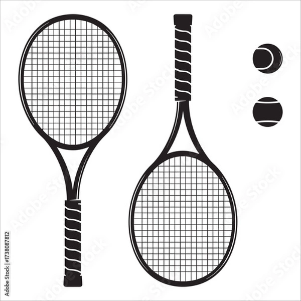 Obraz Tennis Racket And Ball Silhouette Icon Design