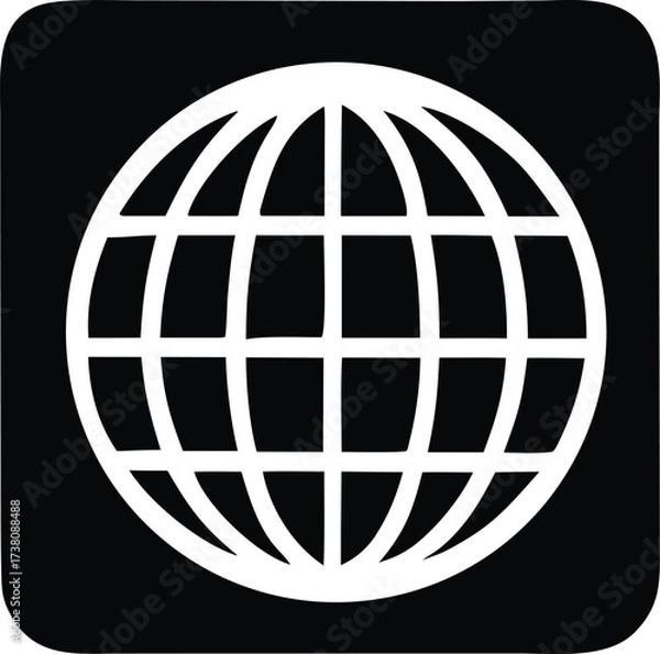 Fototapeta Iconic white globe grid symbol representing the internet world and global connectivity a digital communication symbol.