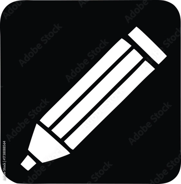 Fototapeta Simple icon of a pencil on a square background representing writing drawing or editing tasks versatile design element