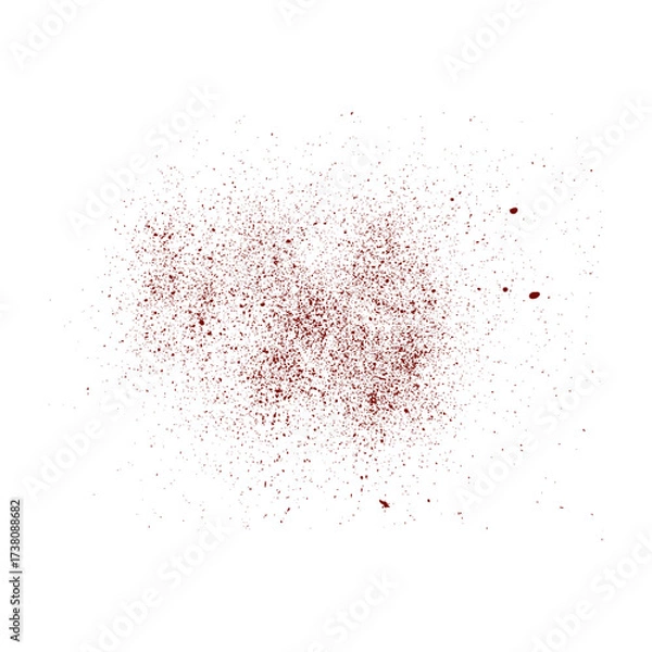 Fototapeta Red powder explosion isolated on white background, abstract particle burst and splash