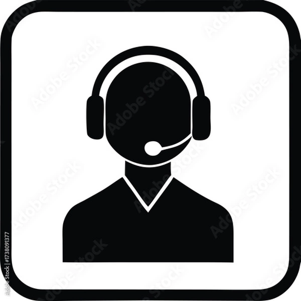 Fototapeta Customer service icon representing support professional with headset for online assistance and communication