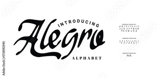 Fototapeta Elegant Font. Groovy Font. Graffiti Font. Creative Hand Drawn Uppercase and Number. Street Art Classic Lettering Fashion Designs Typography modern serif  decorative vintage concept vector illustration