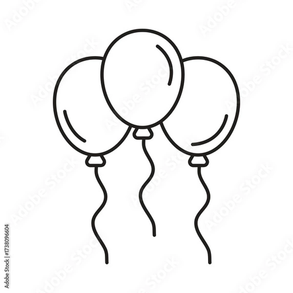 Obraz Balloon Icon Set, Party Celebration Symbol Vector Illustration on white background..eps