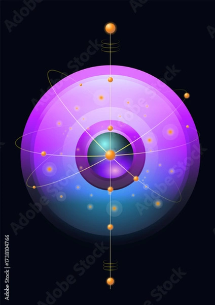 Fototapeta Abstract glowing atom design