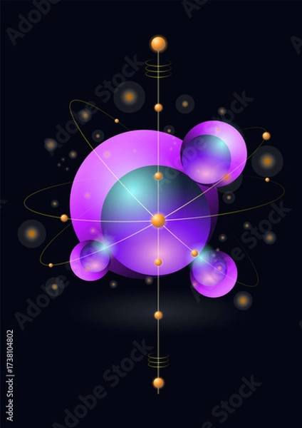 Fototapeta Abstract glowing atom design