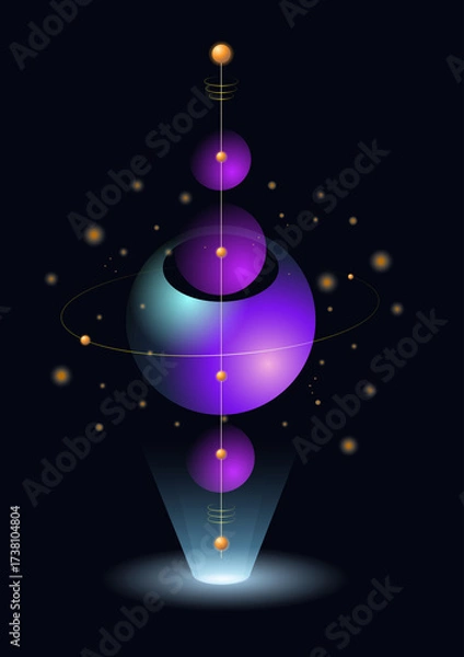 Fototapeta Abstract glowing atom design