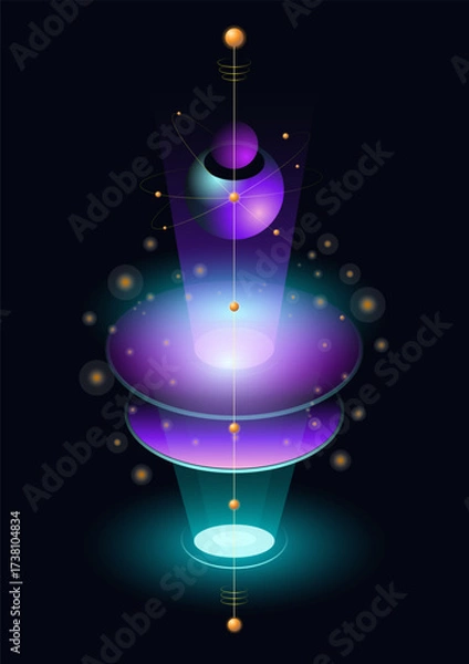 Fototapeta Abstract glowing atom design