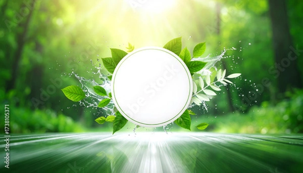 Fototapeta A vibrant abstract composition featuring a circular white frame.