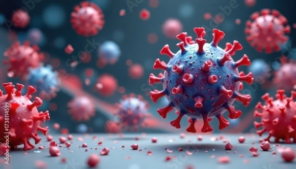 Fototapeta Colorful Virus Particles Space Scene