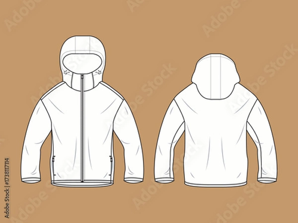 Fototapeta fashion technical drawing apparel template jacket mock up illustration textile clothing denim fabric