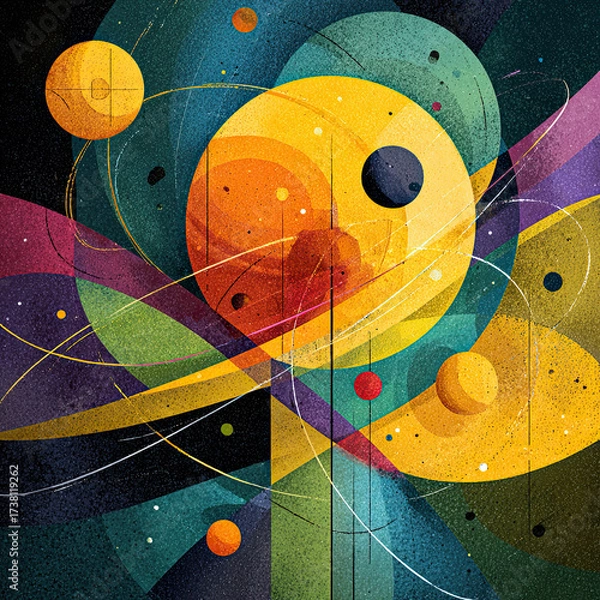 Fototapeta Vibrant concentric circles and layered geometry