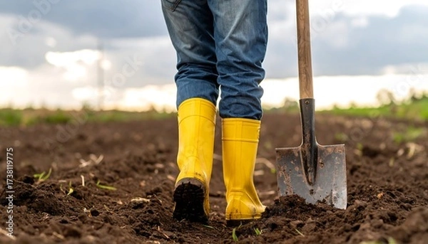 Fototapeta Person working in field