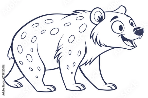 Obraz Cartoon Spotted Hyena Standing and Smiling Isolated on White Background