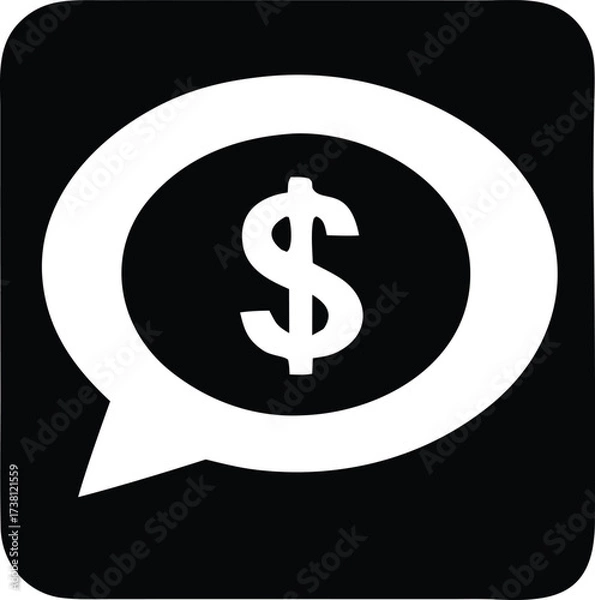 Fototapeta Money chat icon symbol for financial communication online transactions and currency exchange app services