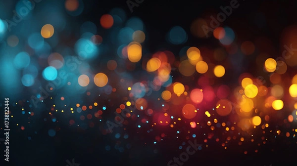 Fototapeta Abstract background featuring blurred lights in shades of blue and orange