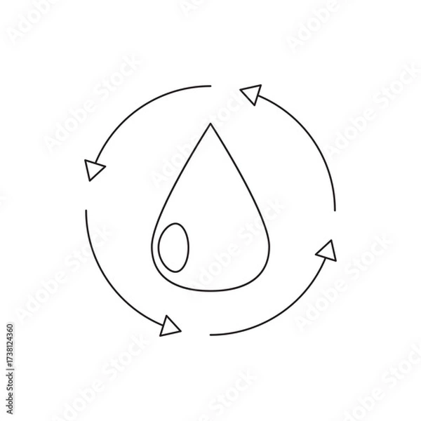 Obraz Water Droplet in Circular Arrows Purity and Conservation