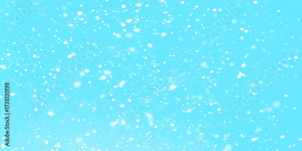 Fototapeta Blue snowfall background with soft falling snowflakes, winter seasonal atmosphere, winter morning Snowflakes are falling from the sky randomly, Falling snow background on blue background.