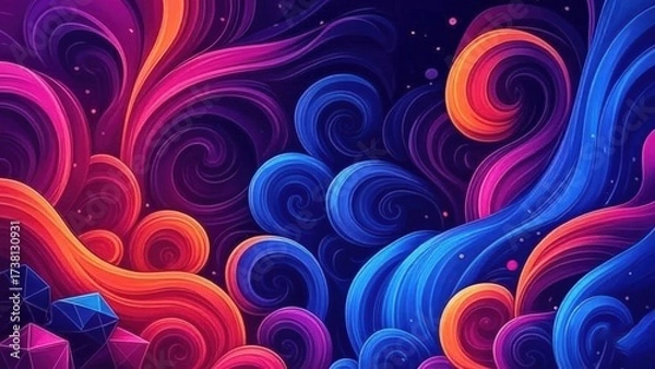 Fototapeta Abstract colorful background with swirling circles and bright rainbow patterns