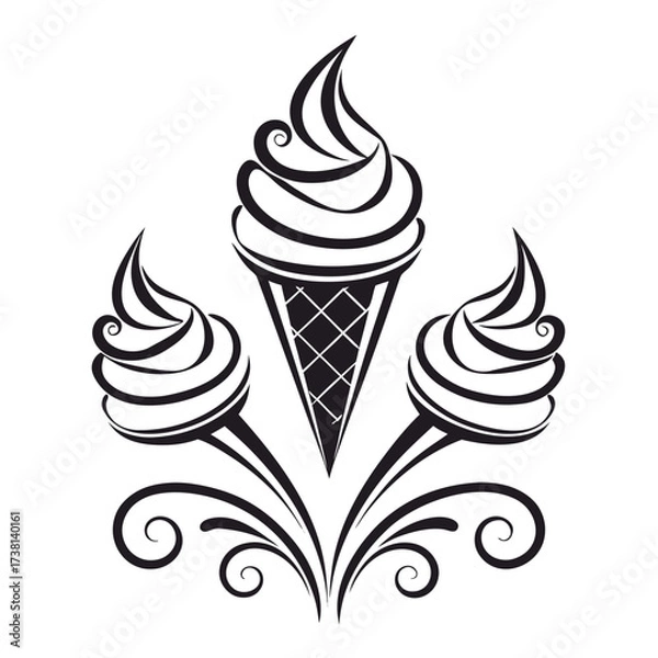 Fototapeta Black color National Whipped Cream Day Design, Solid White Background (6).eps