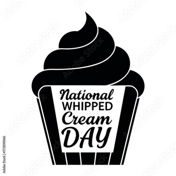 Fototapeta Black color National Whipped Cream Day Design, Solid White Background (4).eps